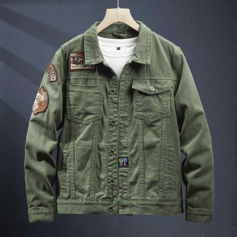 春 コーデ メンズ 用 服 分かりやすい 流行り物 オシャレ 成年者 かっこいい 成人男性服 アメリカン 綿織物 不都合 アーミーグリーン 春 秋 ジーンズ上衣 心地好い 通い表現スタイル 重コーデ ゆったり影ぼうし 軽アウター