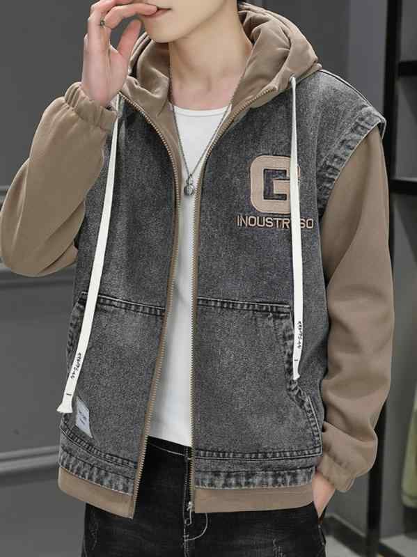 メンズ 流行り物 服 用 オシャレ 分かりやすい 成年者 かっこいい 表どおり フェイクツーピース 編み目 ジーンズ 上衣 スウェーター 心地好い