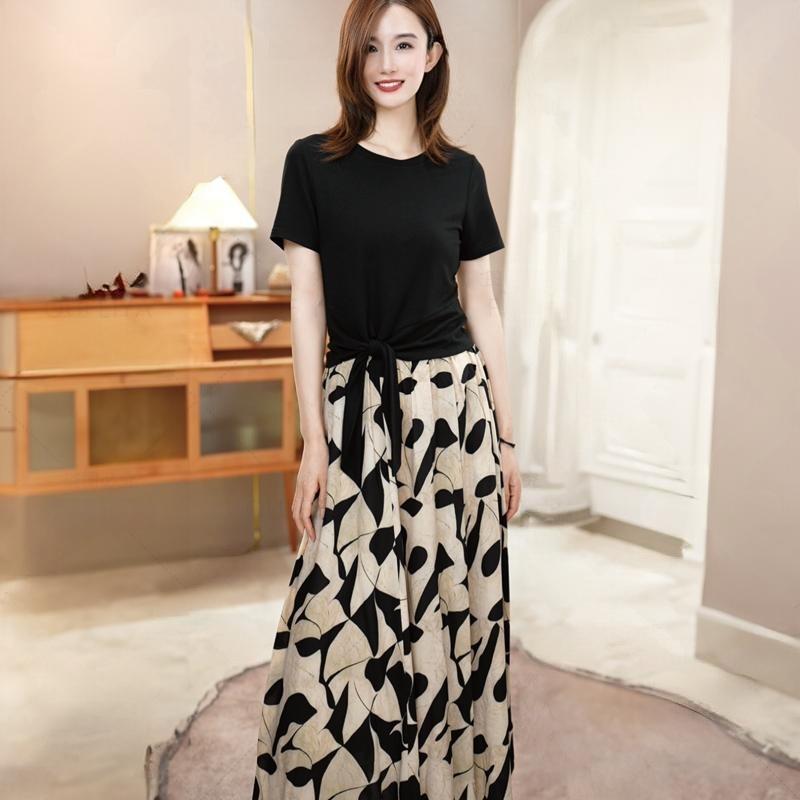 春 コーデ レディース ファッション オシャレ カワイイ シンプル きれいめ ナチュラル 上品カジュアル 婦人服 スーツ 夏 ブラック トップス スプリント スカート ツーピース スーツ