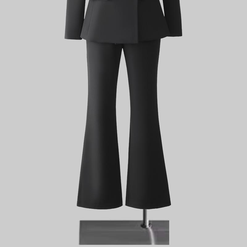 春 コーデ レディース ファッション オシャレ カワイイ シンプル きれいめ ナチュラル 上品カジュアル 婦人服 ブラック スーツ パンツ ハイエンド フォーマルスーツ スリム フレアパンツ ストレート ｜リコット