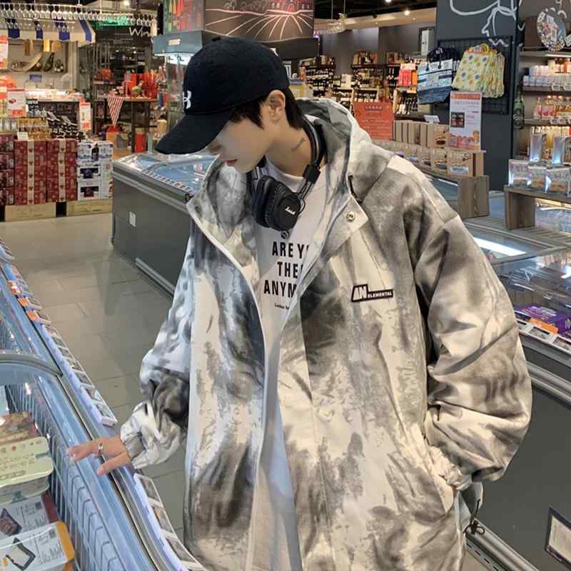 秋　冬 コーデ メンズ 服 シンプル ファッション オシャレ 大人 かっこいい 大きいサイズ ストリート 紳士服 ハイエンド グラデーション ジャケット フード付き レトロ｜リコット