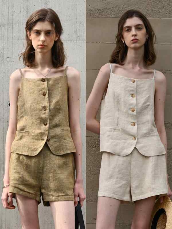 レディース  通いお召しもの 夏 名取り草 麻 ノースリーブ 肌付き トップス 軽さ 通い服 愛くるしげ 分かりやすい 綿織物リネン 冷やりとした 執務室 心地よい 花の冠yd