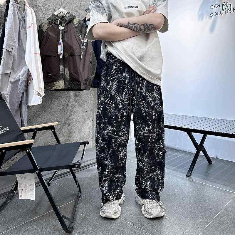 メンズ ファッション オシャレ 男性用 シンプル 大人 かっこいい カジュアル ストリート ヒップホップ HipHop アメカジ フロア レングス モップ パンツ 春 スタイル ルーズ ストレート レッグ パンツ