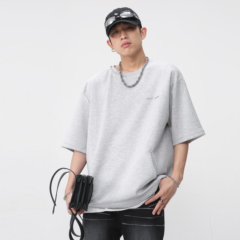 秋 冬 コーデ メンズ 服 シンプル ファッション オシャレ 大人 かっこいい 大きいサイズ ストリート 紳士服 ストリート アメリカン ラウンドネック ジッパー 半袖 T シャツ カジュアル 無地 シンプル