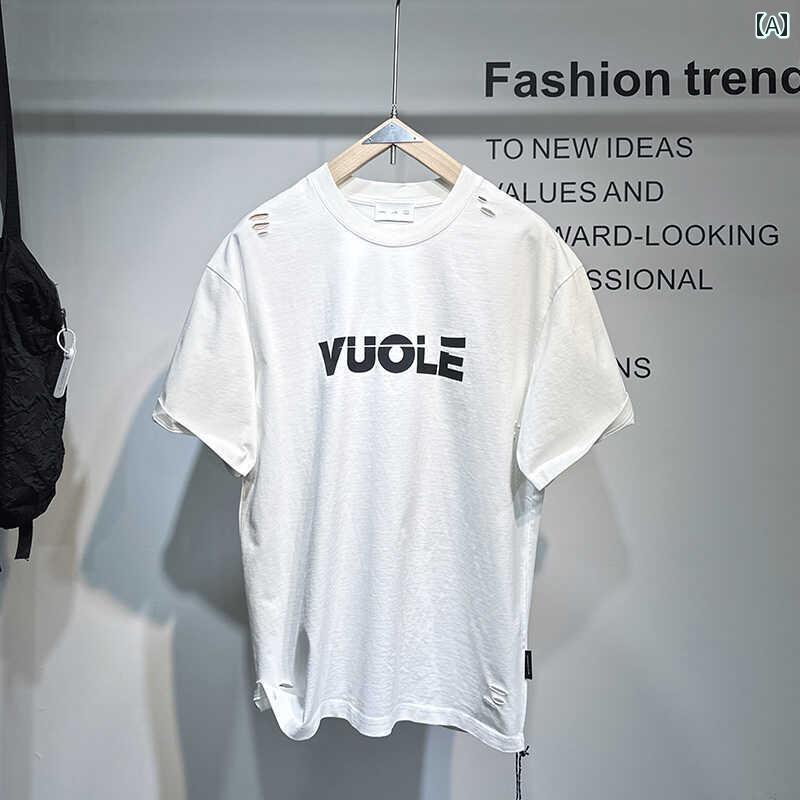 メンズ ファッション オシャレ 男性用 シンプル 大人 かっこいい カジュアル ストリート ヒップホップ HipHop 夏 ヘビーウェイト 半袖 アメカジ スタイル レター プリント 綿 通気性 半袖 T シャツ