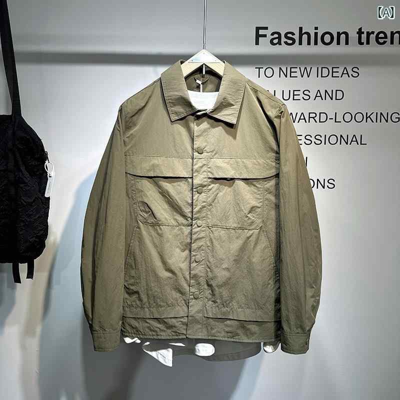 メンズ ファッション オシャレ 男性用 シンプル 大人 かっこいい カジュアル ストリート ヒップホップ HipHop ジャケット レトロ スタイル ワークウェア ジャケット 春 ジャケット|リコット