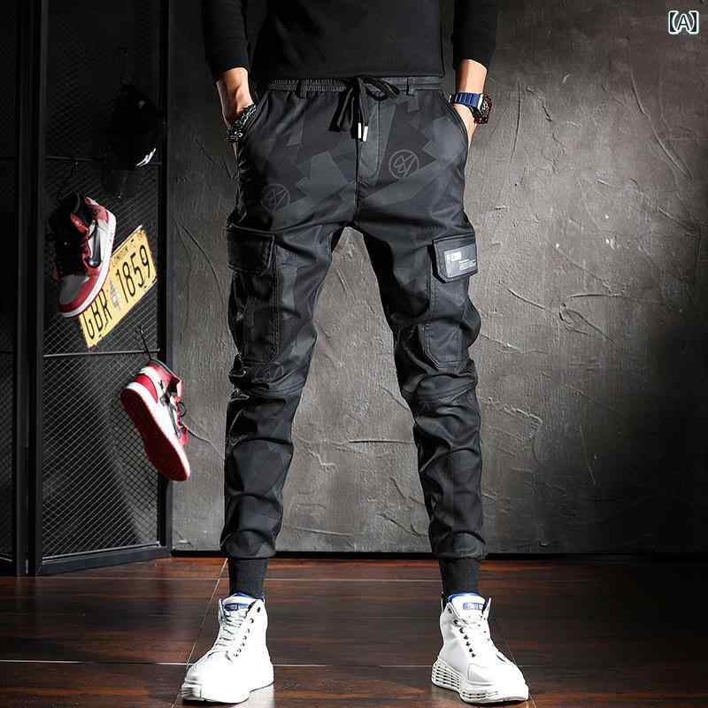 メンズ ファッション オシャレ 男性用 シンプル 大人 かっこいい カジュアル ストリート ヒップホップ HipHop 春 スリムフィット マルチ アウトドア パンツ 迷彩 パンツ