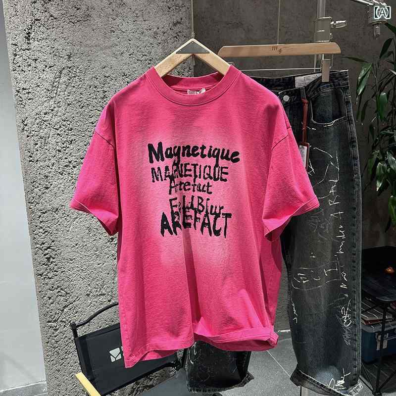 メンズ ファッション オシャレ 男性用 シンプル 大人 かっこいい カジュアル ストリート ヒップホップ HipHop 夏 アメカジ 半袖 T シャツ 文字 プリント T シャツ ハイ ストリート プリント ショート