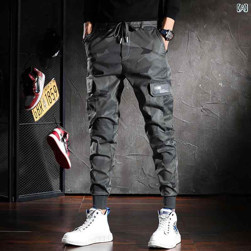 メンズ ファッション オシャレ 男性用 シンプル 大人 かっこいい カジュアル ストリート ヒップホップ HipHop 迷彩 スリムフィット パンツ スポーツ パンツ