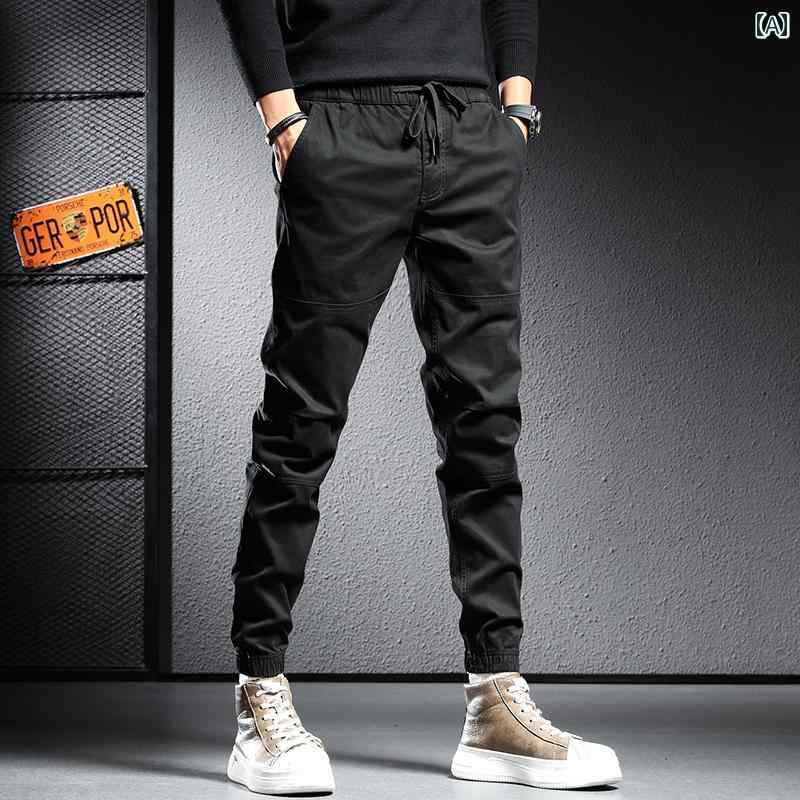 メンズ ファッション オシャレ 男性用 シンプル 大人 かっこいい カジュアル ストリート ヒップホップ HipHop レッグ バディング パンツ スリムフィット 黒 パンツ