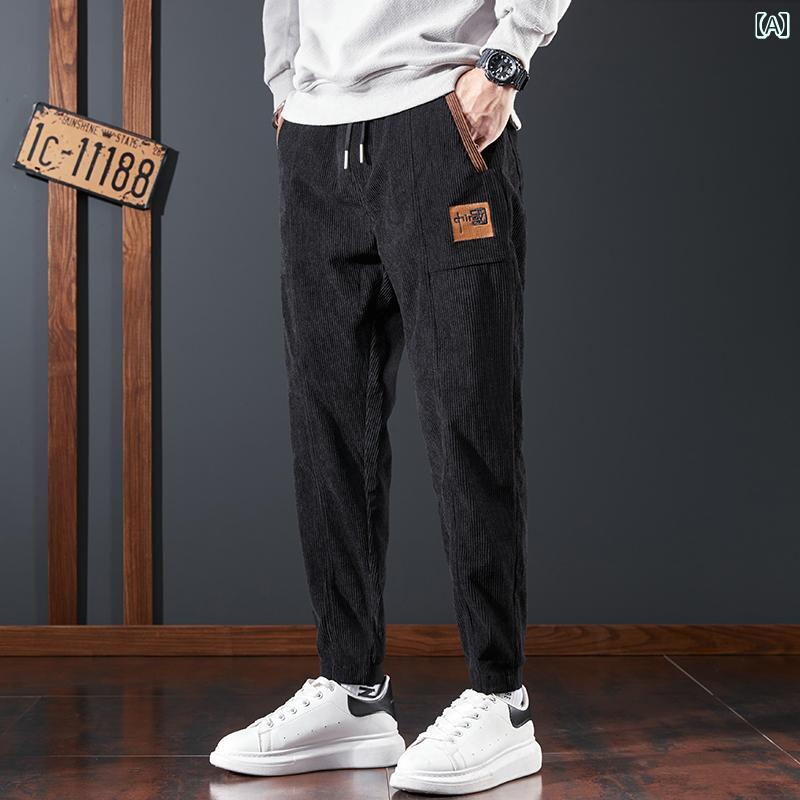 メンズ ファッション オシャレ 男性用 シンプル 大人 かっこいい カジュアル ストリート ヒップホップ HipHop コーデュロイ パンツ ルーズ パンツ レトロ コーデュロイパンツ スタイル