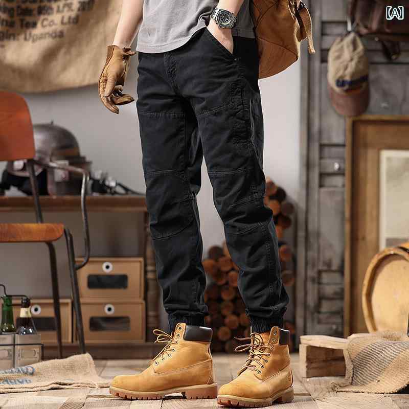 メンズ ファッション オシャレ 男性用 シンプル 大人 かっこいい カジュアル ストリート ヒップホップ HipHop 夏 パンツ スリムフィット ブラック パンツ 薄手 綿