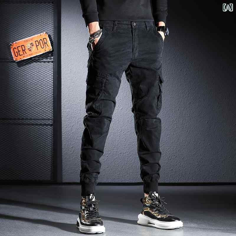 メンズ ファッション オシャレ 男性用 シンプル 大人 かっこいい カジュアル ストリート ヒップホップ HipHop ミリタリースタイル 春 スリム フィットパンツ パンツ｜リコット