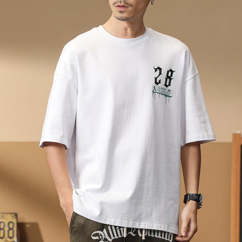 メンズ ファッション オシャレ 男性用 シンプル 大人 かっこいい カジュアル ストリート ヒップホップ HipHop アメカジ ハイ ストリート 半袖 T シャツ 夏 ラウンドネック ルーズ プリント レトロ 半袖 トップ