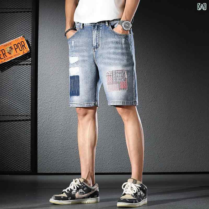 メンズ ファッション オシャレ 男性用 シンプル 大人 かっこいい カジュアル ストリート ヒップホップ HipHop デニム ショート パンツ 夏 薄手 アウター ハーフパンツ