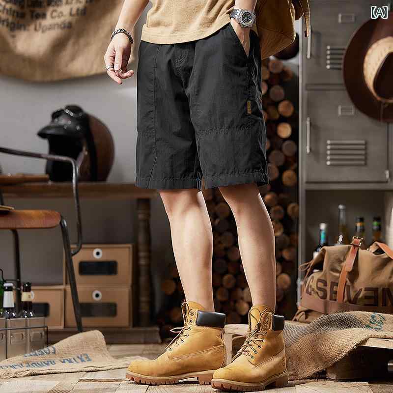 メンズ ファッション オシャレ 男性用 シンプル 大人 かっこいい カジュアル ストリート ヒップホップ HipHop ブラック ショート パンツ 夏 大きいサイズ アウトドア 速乾 アメカジ ワークウェア ハーフ パンツ レトロ