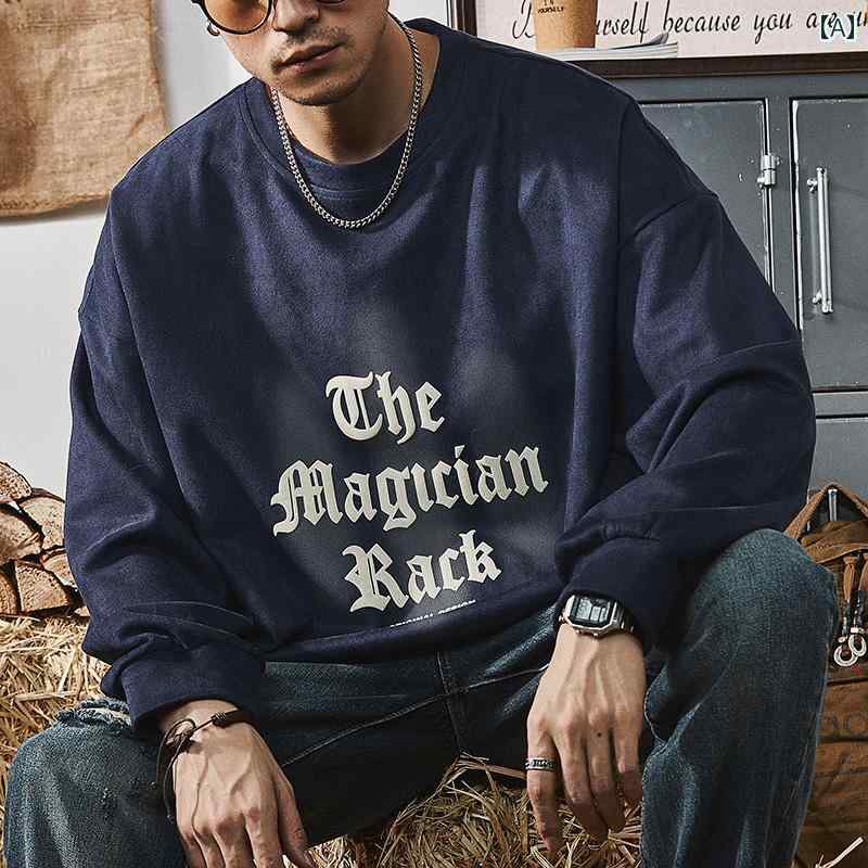 メンズ ファッション オシャレ 男性用 シンプル 大人 かっこいい カジュアル ストリート ヒップホップ HipHop 春 スエード スウェットシャツ アメカジ ハイ ストリート ルーズ トップス 春 スタイル