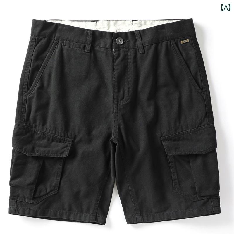 メンズ 男性用 ファッション オシャレ シンプル 大人 かっこいい ストリート ヒップホップ HipHop カーキ アメリカン ワークウェア ショーツ 夏 薄手 レトロ パンツ