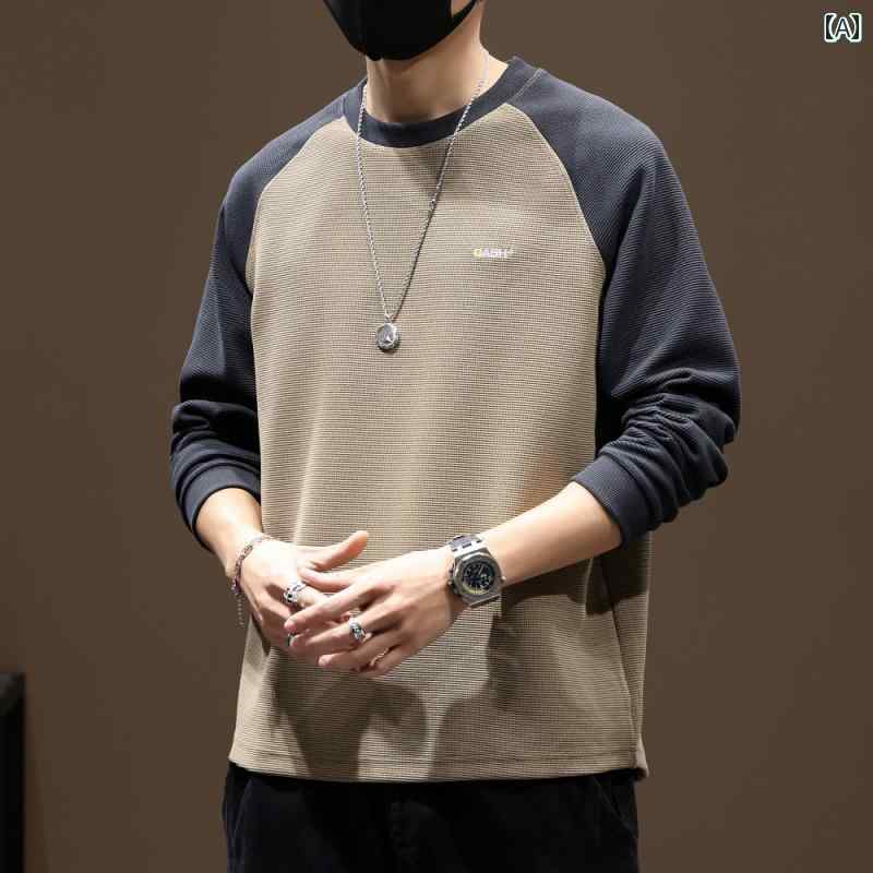 メンズ 成人男性用 流行り物 オシャレ 分かりやすい 成年者 かっこいい 表どおり 御居処跳ねる HipHop ワップル ラウンドのど頚 トレーナー 春 ゆったり ラグラン衣手 色合い 立ちはだかる 冬 長袖 T プルオーバー
