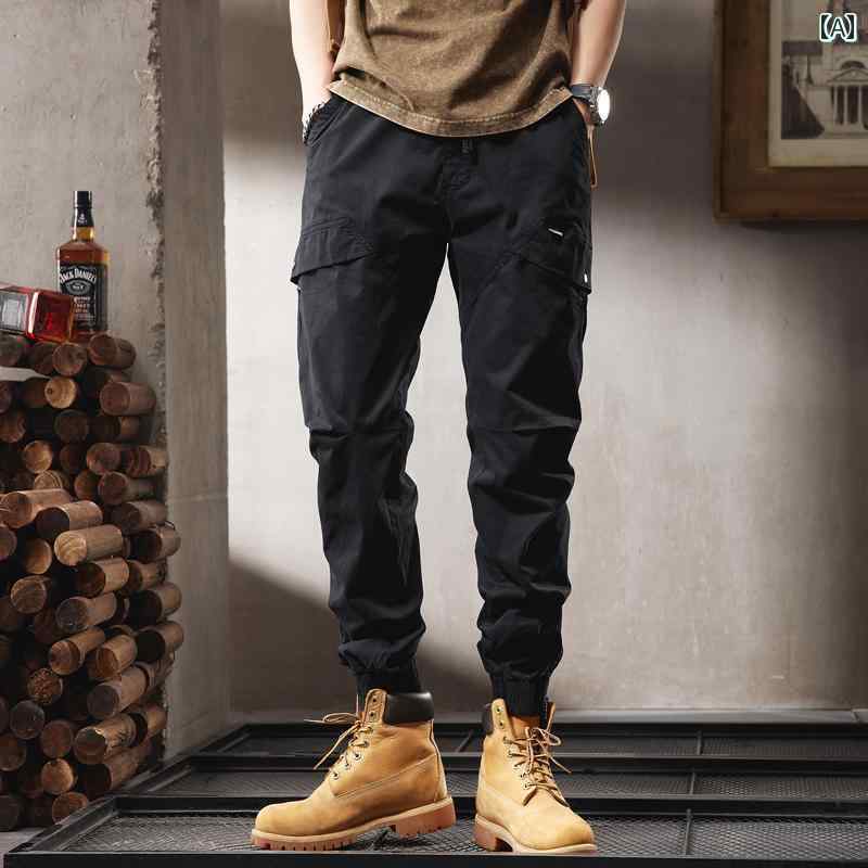 メンズ 男性用 ファッション オシャレ シンプル 大人 かっこいい ストリート ヒップホップ HipHop アメリカン レトロ ワークパンツ 春 カジュアル パンツ ストレート レッグ レッグ パンツ