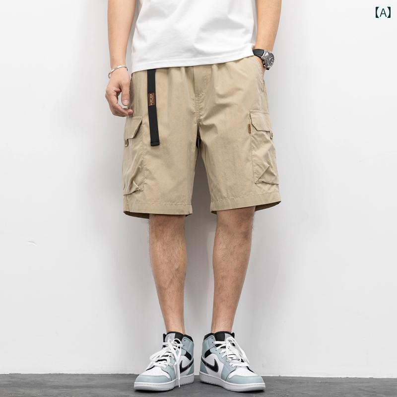 メンズ 男性用 ファッション オシャレ シンプル 大人 かっこいい ストリート ヒップホップ HipHop ポケット カーゴ パンツ 夏 薄手 アイスシルク 大きいサイズ パンツ