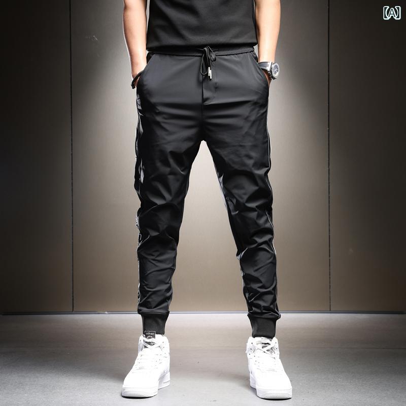 メンズ 男性用 ファッション オシャレ シンプル 大人 かっこいい ストリート ヒップホップ HipHop パンツ スリムフィット ストレッチ 韓国スタイル スポーツ ロング パンツ