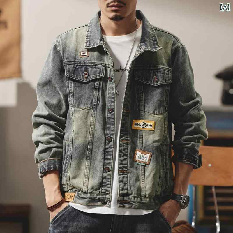 メンズ 成人男性用 流行り物 オシャレ 分かりやすい 成年者 かっこいい 表どおり 御居処跳ねる HipHop V ジーンズ上衣 春 上衣 トップス