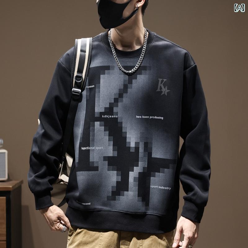 メンズ 男性用 ファッション オシャレ シンプル 大人 かっこいい ストリート ヒップホップ HipHop 360 グラム ヘビーウェイト アメリカン レトロ トレーナー 大きいサイズ ラウンドネック ルーズ レトロ 長袖 ジャケット 春 スタイル