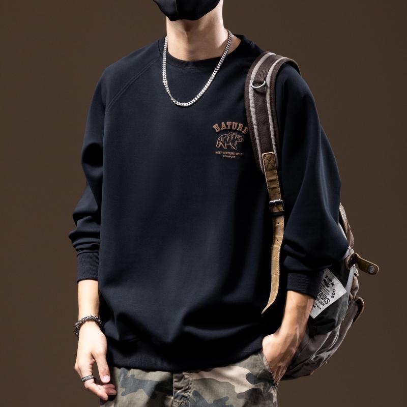 メンズ 男性用 ファッション オシャレ シンプル 大人 かっこいい ストリート ヒップホップ HipHop 360 グラム ヘビーウェイト ラウンドネック スウェットシャツ プリント トップ ルーズ カジュアル ヘビーウェイト ニット ボトム シャツ