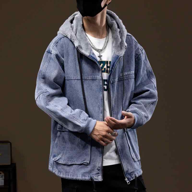 メンズ 男性用 ファッション オシャレ シンプル 大人 かっこいい ストリート ヒップホップ HipHop ジッパー デニムジャケット フード 厚手 ワークジャケット 大きいサイズ 綿 コート 8,247円