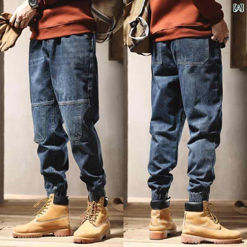 メンズ 男性用 ファッション オシャレ シンプル 大人 かっこいい ストリート ヒップホップ HipHop レトロ ジーンズ ゆったり 大きいサイズ ストレッチ アメカジ カジュアル パンツ