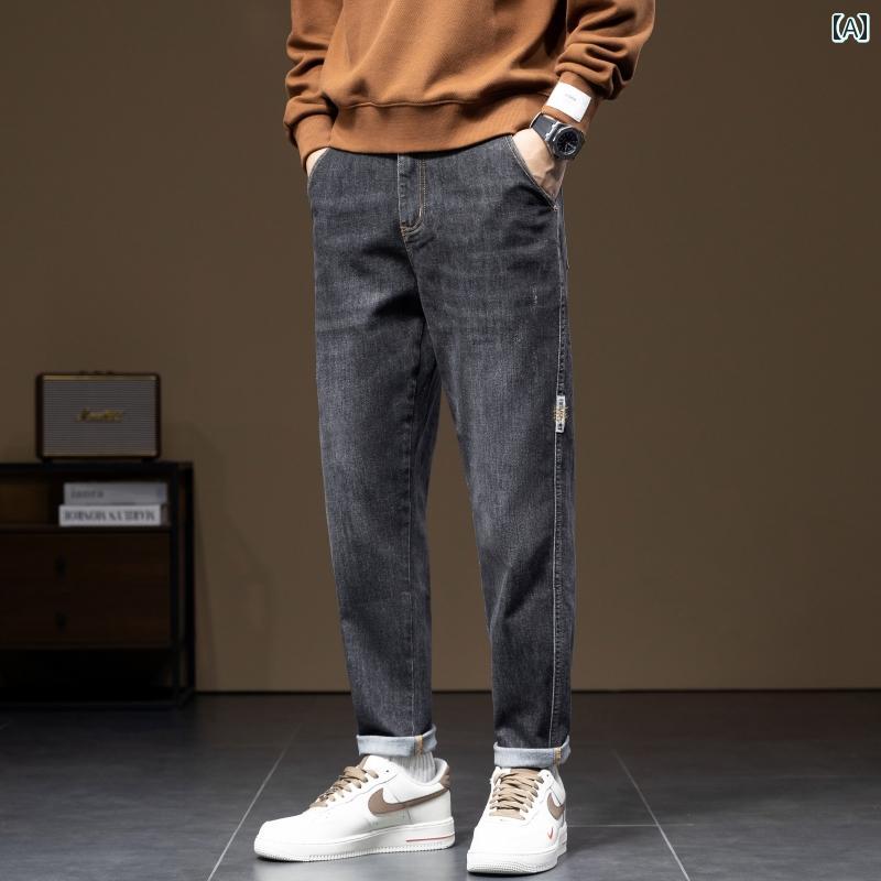 メンズ 男性用 ファッション オシャレ シンプル 大人 かっこいい ストリート ヒップホップ HipHop ジーンズ ゆったり 大きいサイズ ストレッチ ストレート パンツ レトロ カジュアル ハーレム パンツ
