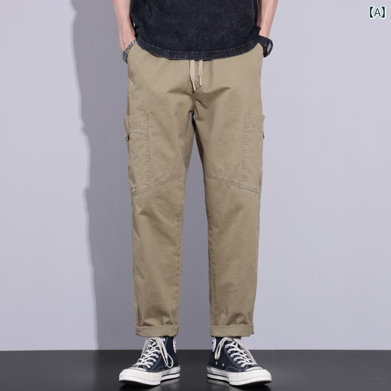 メンズ 男性用 ファッション オシャレ シンプル 大人 かっこいい ストリート ヒップホップ HipHop 綿 カジュアル パンツ ストレート パンツ 春夏 薄手 アメリカン