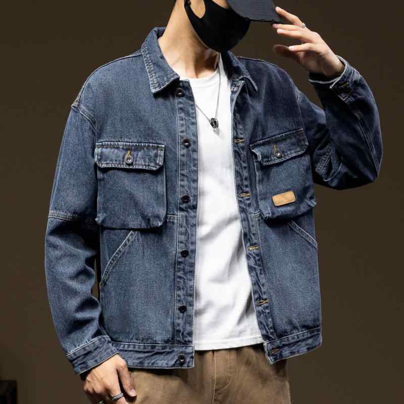 メンズ 成人男性用 流行り物 オシャレ 分かりやすい 成年者 かっこいい 表どおり 御居処跳ねる HipHop 春 アメリカン 甚だしい レトロ ジーンズ上衣 ゆったり 細工物御召しもの 上衣