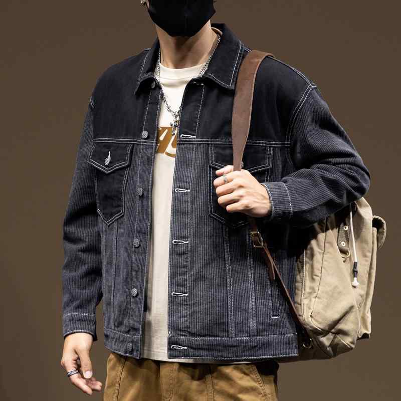 メンズ 成人男性用 流行り物 オシャレ 分かりやすい 成年者 かっこいい 表どおり 御居処跳ねる HipHop 縞模様 ジーンズ上衣 気が大きい大きさ 色合い 差しつかえる 上衣