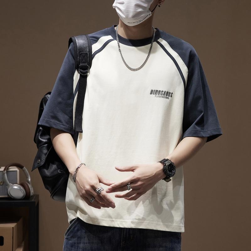 メンズ 男性用 ファッション オシャレ シンプル 大人 かっこいい ストリート ヒップホップ HipHop カラー ブロック ヘビー 半袖 T シャツ ゆったり 大きいサイズ 夏 T シャツ スタイル