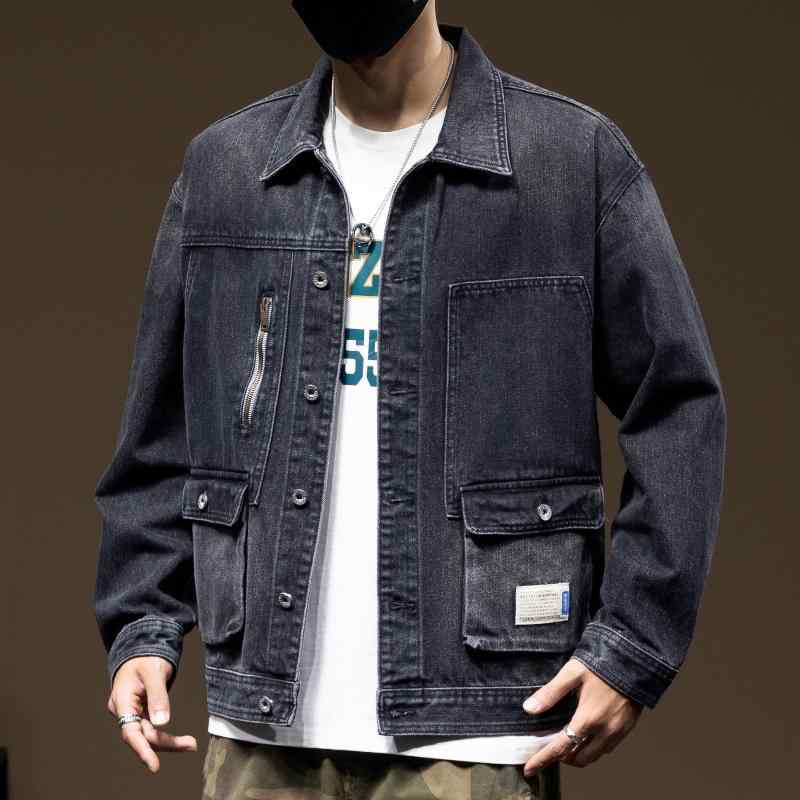 メンズ 成人男性用 流行り物 オシャレ 分かりやすい 成年者 かっこいい 表どおり 御居処跳ねる HipHop マルチ 衣嚢 ファスナー ジーンズ 上衣 春 馬鹿でかい大きさ 上衣 心地好い とっ始め 表現スタイル