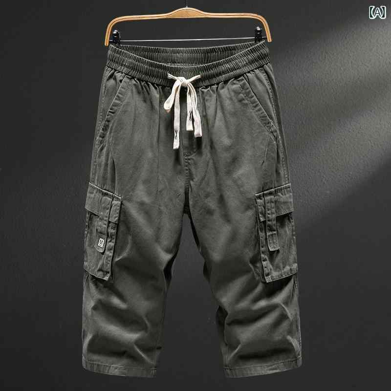 メンズ 成人男性用 流行り物 オシャレ 分かりやすい 成年者 かっこいい 表どおり 御居処跳ねる HipHop クロップドパンツ 夏 ゆったり 綿織物 丈 ズボン下 心地よい 運動競技 途轍も無い大きさ 並み並み ズボン下 透け透け