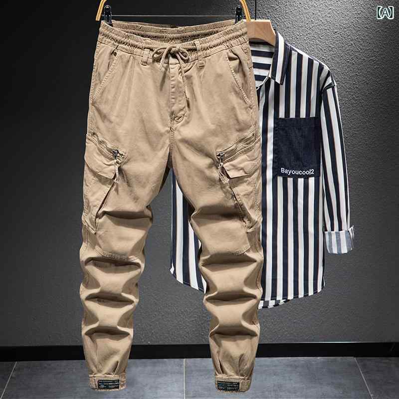 メンズ 男性用 ファッション オシャレ シンプル 大人 かっこいい ストリート ヒップホップ HipHop 春秋 アメリカン レトロ ジッパー カジュアル パンツ ショート丈 アメリカン パンツ