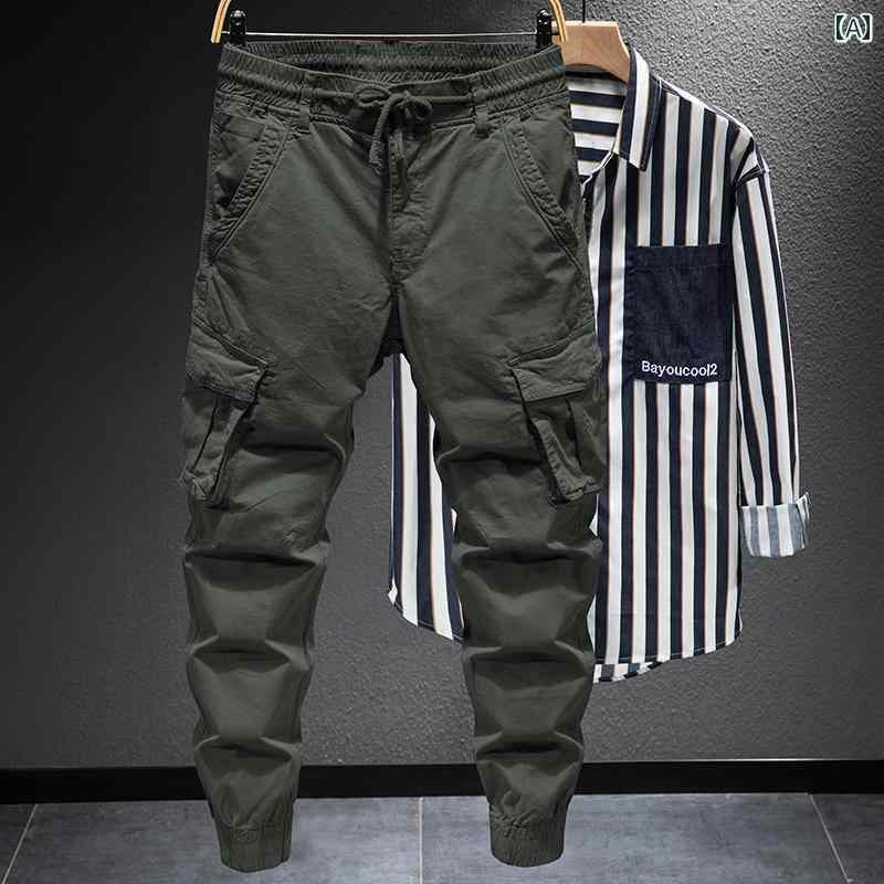 メンズ 男性用 ファッション オシャレ シンプル 大人 かっこいい ストリート ヒップホップ HipHop 春秋 コットン アウトドア カジュアル パンツ マルチ ポケット パンツ