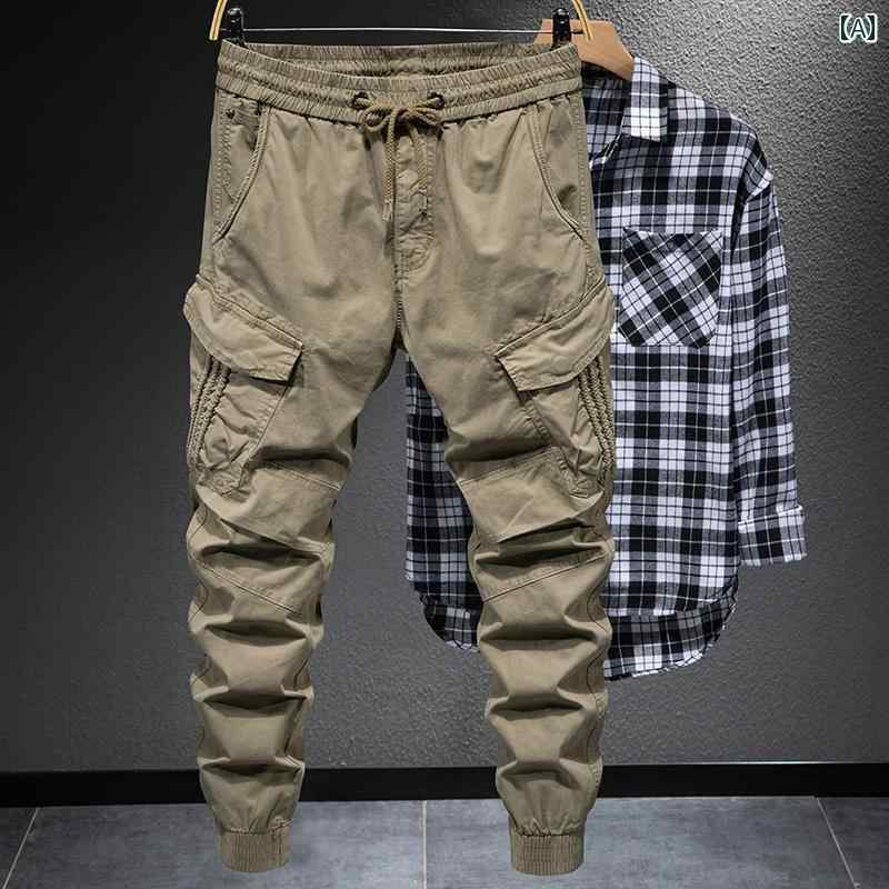 メンズ 男性用 ファッション オシャレ シンプル 大人 かっこいい ストリート ヒップホップ HipHop 春秋 アウトドア マルチ ポケット カジュアル パンツ コットン オートバイ 登山 パンツ