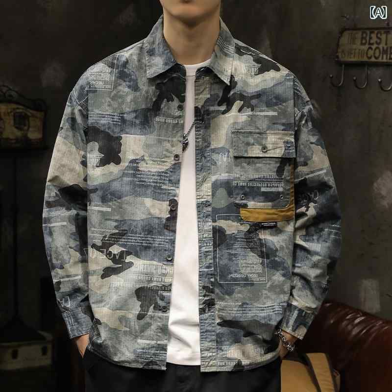 メンズ 成人男性用 流行り物 オシャレ 分かりやすい 成年者 かっこいい 表どおり 御居処跳ねる HipHop ウォッシュド 綿織物 変装 プルオーバー 春 秋  長袖 アウター 細工物上衣 レトロ