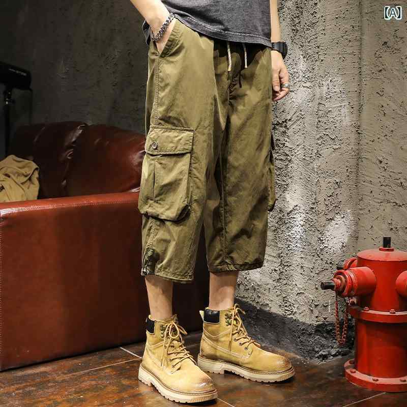 メンズ 成人男性用 流行り物 オシャレ 分かりやすい 成年者 かっこいい 表どおり 御居処跳ねる HipHop アメリカンン 細工物お召しもの クロップド ズボン下 夏 薄っぺら 濫りがわしい 引っ切り無い さる股引き マルチ 衣嚢 后宮 ズボン下