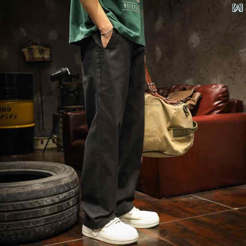 メンズ 男性用 ファッション オシャレ シンプル 大人 かっこいい ストリート ヒップホップ HipHop アメリカン レトロ カジュアル スポーツ パンツ 春 秋 リート 秋 パンツ