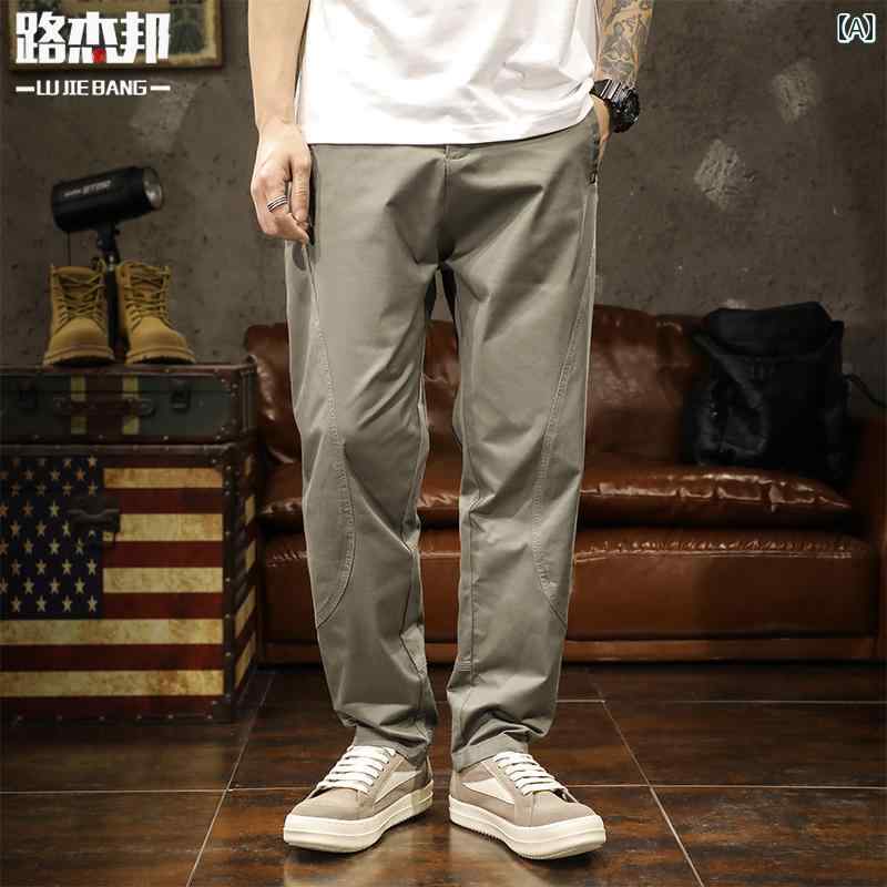 メンズ 男性用 ファッション オシャレ シンプル 大人 かっこいい ストリート ヒップホップ HipHop レトロ 夏 薄手 通勤 カジュアル パンツ ゆったり 長め ストレート パンツ