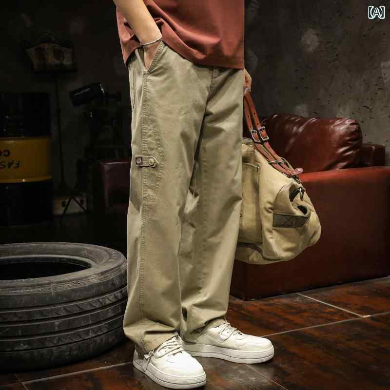メンズ 男性用 ファッション オシャレ シンプル 大人 かっこいい ストリート ヒップホップ HipHop アメカジ パンツ ストレート ルーズ 秋 デザイン ワークウェア パンツ
