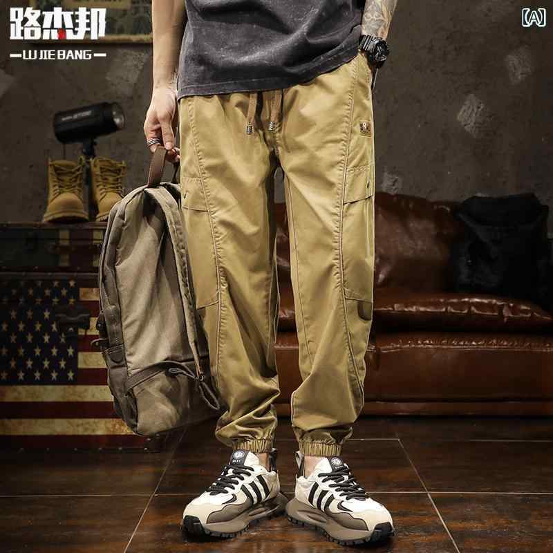 メンズ 男性用 ファッション オシャレ シンプル 大人 かっこいい ストリート ヒップホップ HipHop アメリカン ストリート レトロ 大きい ポケット ストレート カジュアル パンツ ロング パンツ