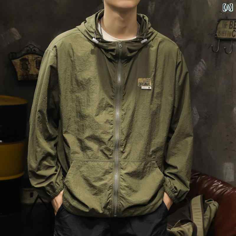 メンズ 成人男性用 流行り物 オシャレ 分かりやすい 成年者 かっこいい 表どおり 御居処跳ねる HipHop UPF 50 日焼押しとどめる 服 夏 透け透け 厚地の外套 軽さ 通気性 抗UV 冷感 御釣り 日焼押しとどめる 服