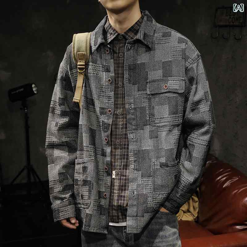 メンズ 男性用 ファッション オシャレ シンプル 大人 かっこいい ストリート ヒップホップ HipHop チェック柄 シャツ ジャケット ルーズ 秋 アメリカン ワークシャツ ジャケット