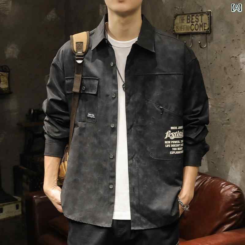 メンズ 男性用 ファッション オシャレ シンプル 大人 かっこいい ストリート ヒップホップ HipHop 迷彩 プリント アウターシャツ ジャケット 春　秋 服